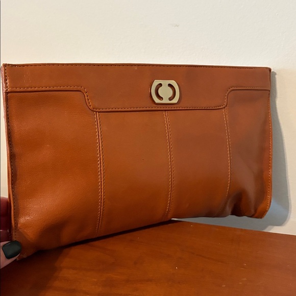 Vintage 1985 Genuine Leather Clutch | Made in Korea | Classic Brown Envelope Bag - Picture 2 of 10